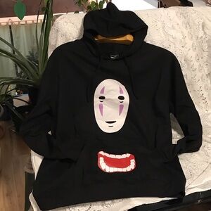 Black Hoodie with Artistic Face Design
